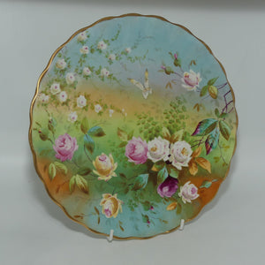 Victorian era hand painted Roses plate with Butterfly | c.1880