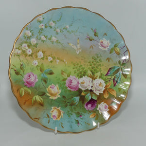 Victorian era hand painted Roses plate with Butterfly | c.1880