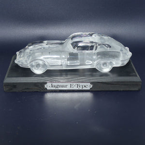 Acid Etched Glass figural paperweight on stand | Jaguar E type