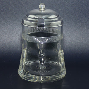 Arts and Crafts | Art Nouveau Sterling Silver Top Glass Honey Pot