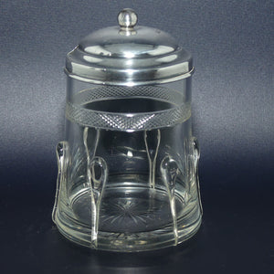 Arts and Crafts | Art Nouveau Sterling Silver Top Glass Honey Pot