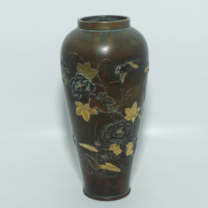 Meiji period signed Japanese Bronze Mixed Metal vase | Kyoto