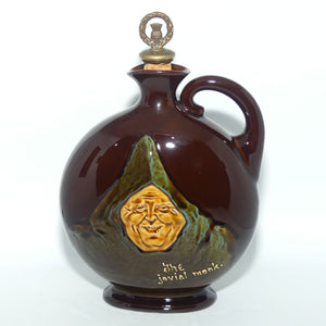 Royal Doulton Kingsware The Jovial Monk flat round flask | with stopper | Dewars
