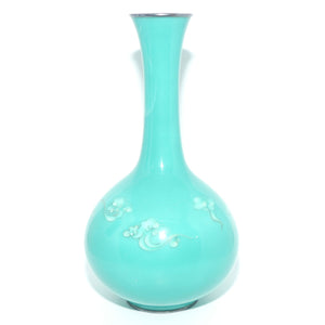 Early 20th Century Turquoise Cloisonne Vase on Silver by Ando Jubei