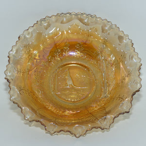 Australian Carnival Glass | Marigold Kangaroo Master Bowl | RD 4696