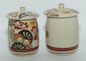 Pair of Oriental Waterwheel and Cherry Blossom decorated pots