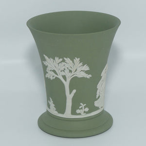 Wedgwood Jasper | White on Sage Green | Grecian Maidens and Cherubs Flaired and Footed vase
