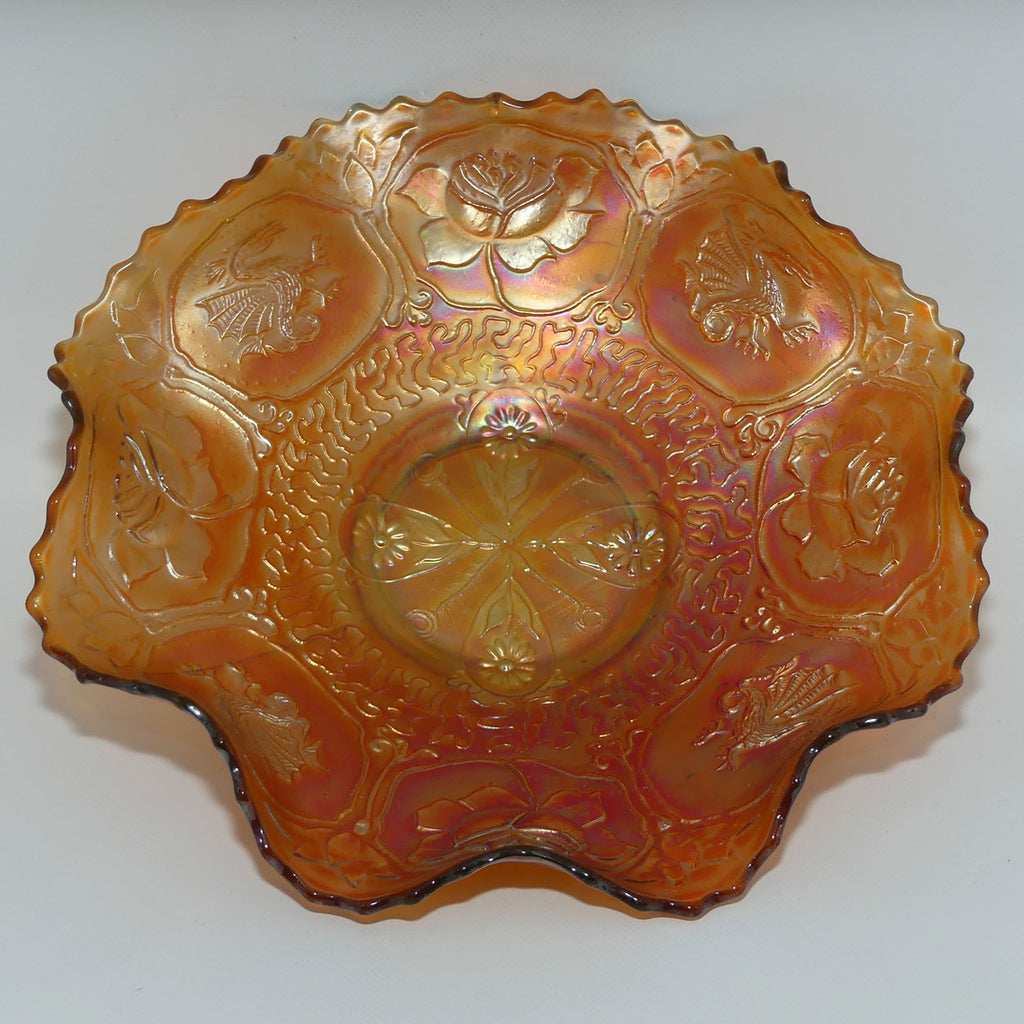 Fenton Rose Marigold Carnival Glass bowl | Dragon and Lotus