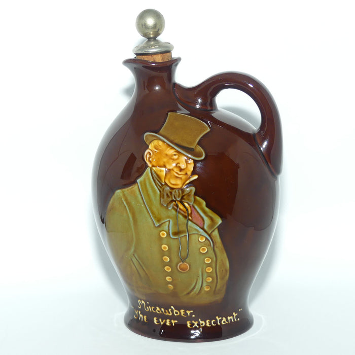 Royal Doulton Kingsware DEWARS Dickens Mr Micawber flask + Stopper