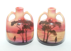 Royal Bayreuth pair of miniature twin handle Sail Boat vases