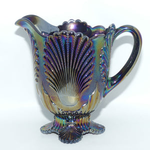 Dugan | Beaded Shell | Mosser vintage Amethyst Carnival glass 7 piece water set