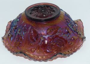 Imperial Mulberry Carnival Glass Roses Bowl