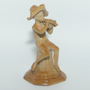 Doulton Lambeth Merry Musician figure by George Tinworth | Boy with Hat playing Woodwind Instrument | #3