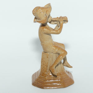 Doulton Lambeth Merry Musician figure by George Tinworth | Boy with Hat playing Woodwind Instrument | #3