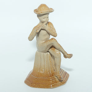 Doulton Lambeth Merry Musician figure by George Tinworth | Boy in Hat with Pan Pipe