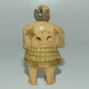 Japanese Carved Ivory Netsuke | Matsutake Mushroom Gatherer | not signed