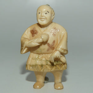 Japanese Carved Ivory Netsuke | Matsutake Mushroom Gatherer | not signed