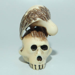 Japanese Carved Ivory Netsuke | Skull with Eagle | signed