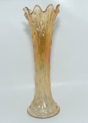 Northwood Marigold Carnival Glass vase | Tree Trunk | 27.5cm