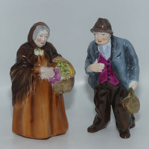 Coalport figurine pair | Old Market Lady and Tinker