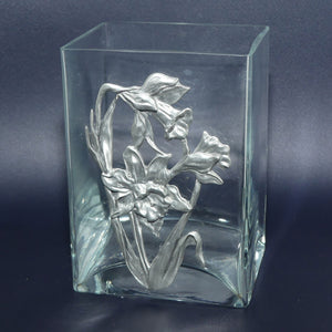 Seagull Pewter Canada Orchid pattern rectangular vase