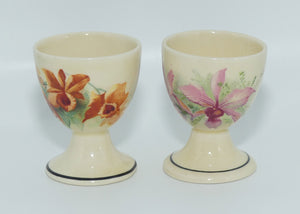 Royal Doulton Orchids pair of footed egg cups 