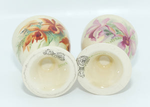 Royal Doulton Orchids pair of footed egg cups 