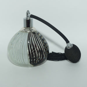 Vintage Art Glass Perfume Atomiser | Striking Black and White Striped design