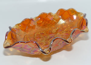 Marigold Carnival Glass Floral decorated Fluted Rim Sundae dish