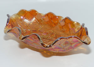 Marigold Carnival Glass Floral decorated Fluted Rim Sundae dish