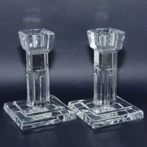 Waterford Crystal pair of Empire State Building candle sticks