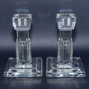 Waterford Crystal pair of Empire State Building candle sticks