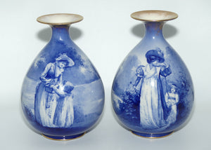 Royal Doulton Blue Children pair of Ovoid Shaped Vases