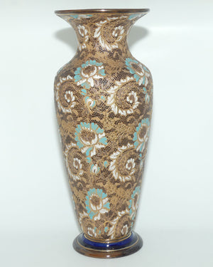 Doulton Lambeth Stoneware Pair of large proportion Slaters Patent vases | Turquoise, White and Gilt