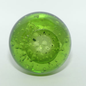 Random Bubble design Art Glass paperweight | Green | Large