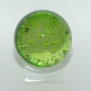 Random Bubble design Art Glass paperweight | Green | Large