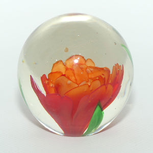 Orange Flower design Art Glass paperweight | Medium