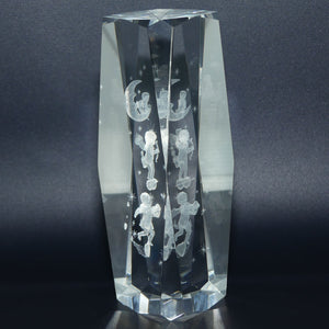 Lazer Cut Glass Paperweight featuring 3 cupids