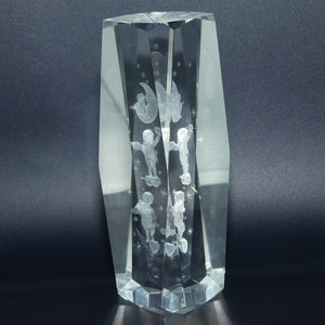 Lazer Cut Glass Paperweight featuring 3 cupids