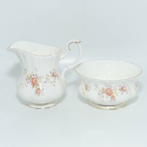 Royal Albert Bone China England Peach Rose milk jug and sugar bowl | Tea Size
