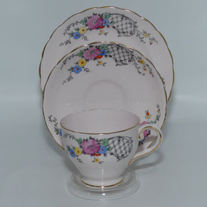 Tuscan Fine English Bone China Pink Floral and Lace trio