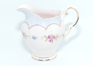 Tuscan Fine English Bone China Pretty Pink Rosebuds milk and sugar | Blue trim