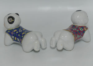Pair Chinese Boy and Girl figural miniature Opium Pillow Pipe Rests | Chopstick Rests