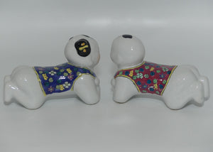 Pair Chinese Boy and Girl figural miniature Opium Pillow Pipe Rests | Chopstick Rests