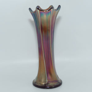 Dark Plum Marigold Carnival Glass vase | possibly Fenton
