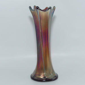 Dark Plum Marigold Carnival Glass vase | possibly Fenton