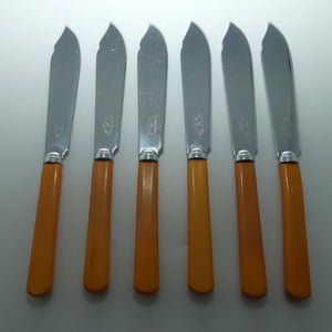 Set of 6 Orange Handle Fisheaters | Knives and Forks