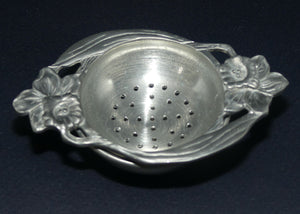 Seagull Pewter Orchid pattern tea strainer