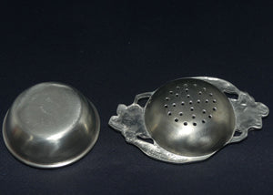Seagull Pewter Orchid pattern tea strainer