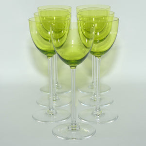 Baccarat France set of 7 Perfection Chartreuse Green wine glasses